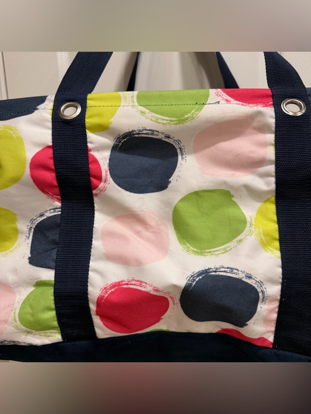 Thirty One 31 Bag Large Canvas Polka Dot Watermelon Heather Utility Tote Bag - Picture 11 of 12